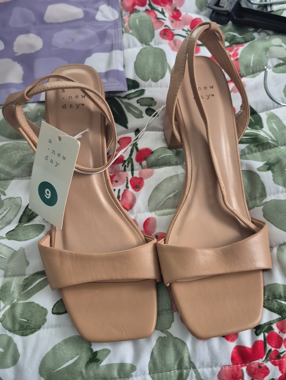 a new day Tan Square-Toe Slingback Sandals